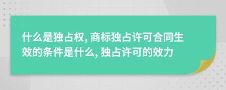 什么是独占权, 商标独占许可合同生效的条件是什么, 独占许可的效力