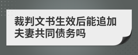 裁判文书生效后能追加夫妻共同债务吗