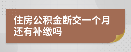 住房公积金断交一个月还有补缴吗