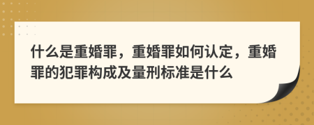 什么是重婚罪，重婚罪如何认定，重婚罪的犯罪构成及量刑标准是什么