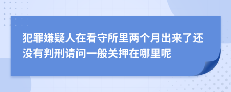 犯罪嫌疑人在看守所里两个月出来了还没有判刑请问一般关押在哪里呢