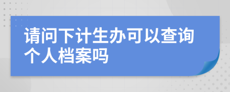 请问下计生办可以查询个人档案吗