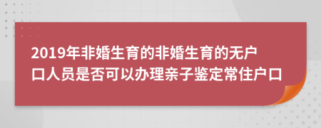 2019年非婚生育的非婚生育的无户口人员是否可以办理亲子鉴定常住户口