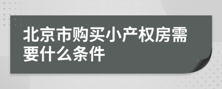 北京市购买小产权房需要什么条件