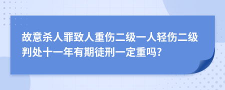 故意杀人罪致人重伤二级一人轻伤二级判处十一年有期徒刑一定重吗?