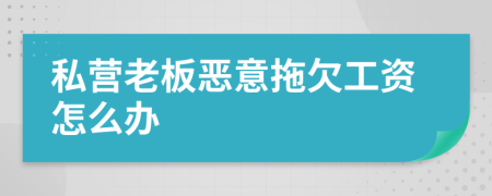 私营老板恶意拖欠工资怎么办