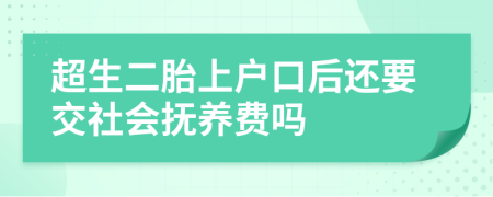 超生二胎上户口后还要交社会抚养费吗