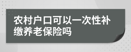 农村户口可以一次性补缴养老保险吗