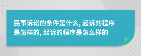 民事诉讼的条件是什么, 起诉的程序是怎样的, 起诉的程序是怎么样的