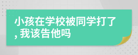 小孩在学校被同学打了, 我该告他吗