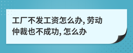 工厂不发工资怎么办, 劳动仲裁也不成功, 怎么办