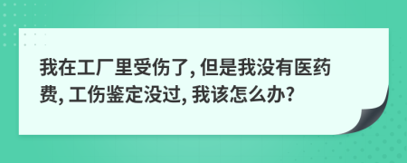 我在工厂里受伤了, 但是我没有医药费, 工伤鉴定没过, 我该怎么办?