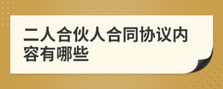 二人合伙人合同协议内容有哪些