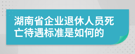 湖南省企业退休人员死亡待遇标准是如何的