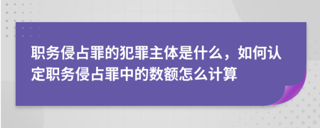 职务侵占罪的犯罪主体是什么，如何认定职务侵占罪中的数额怎么计算