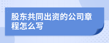 股东共同出资的公司章程怎么写