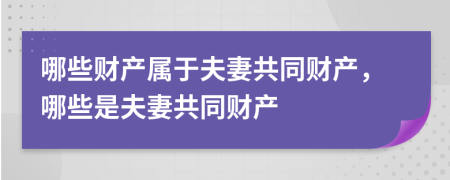 哪些财产属于夫妻共同财产，哪些是夫妻共同财产