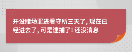 开设赌场罪进看守所三天了, 现在已经进去了, 可是逮捕了! 还没消息