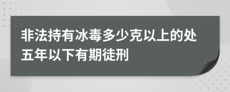 非法持有冰毒多少克以上的处五年以下有期徒刑