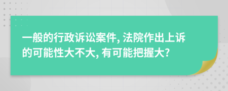 一般的行政诉讼案件, 法院作出上诉的可能性大不大, 有可能把握大?