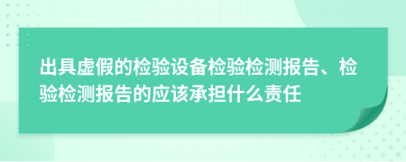 出具虚假的检验设备检验检测报告、检验检测报告的应该承担什么责任