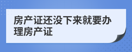 房产证还没下来就要办理房产证