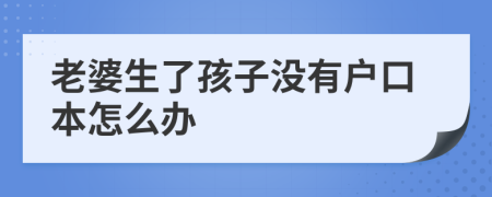 老婆生了孩子没有户口本怎么办