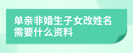 单亲非婚生子女改姓名需要什么资料