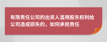 有限责任公司的出资人滥用股东权利给公司造成损失的，如何承担责任