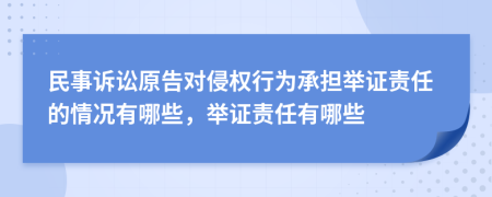 民事诉讼原告对侵权行为承担举证责任的情况有哪些，举证责任有哪些