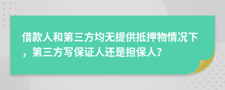 借款人和第三方均无提供抵押物情况下，第三方写保证人还是担保人？