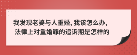 我发现老婆与人重婚, 我该怎么办, 法律上对重婚罪的追诉期是怎样的