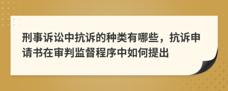 刑事诉讼中抗诉的种类有哪些，抗诉申请书在审判监督程序中如何提出