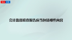 会计监督检查报告应当包括哪些内容