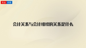 会计关系与会计组织的关系是什么