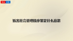 妨害社会管理秩序罪是什么意思