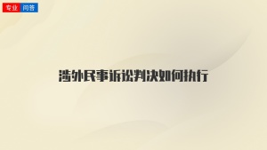 涉外民事诉讼判决如何执行