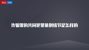 诈骗罪的共同犯罪量刑情节是怎样的