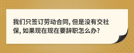 我们只签订劳动合同, 但是没有交社保, 如果现在现在要辞职怎么办?