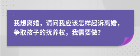 我想离婚，请问我应该怎样起诉离婚，争取孩子的抚养权，我需要做？
