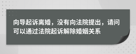 向导起诉离婚，没有向法院提出，请问可以通过法院起诉解除婚姻关系