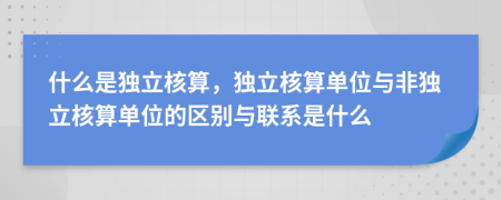 什么是独立核算，独立核算单位与非独立核算单位的区别与联系是什么