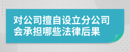 对公司擅自设立分公司会承担哪些法律后果