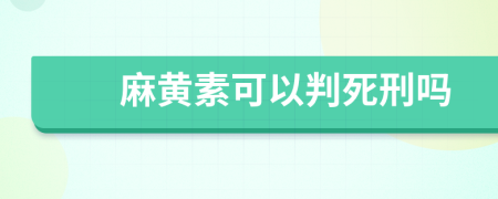 麻黄素可以判死刑吗