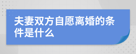 夫妻双方自愿离婚的条件是什么