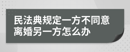 民法典规定一方不同意离婚另一方怎么办