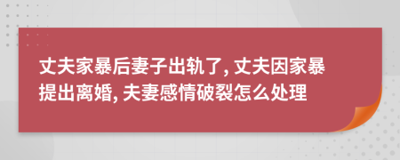 丈夫家暴后妻子出轨了, 丈夫因家暴提出离婚, 夫妻感情破裂怎么处理