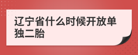 辽宁省什么时候开放单独二胎