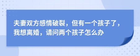 夫妻双方感情破裂，但有一个孩子了，我想离婚，请问两个孩子怎么办