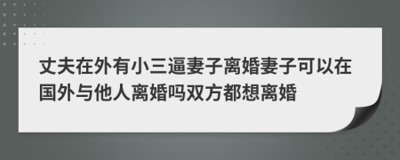 丈夫在外有小三逼妻子离婚妻子可以在国外与他人离婚吗双方都想离婚